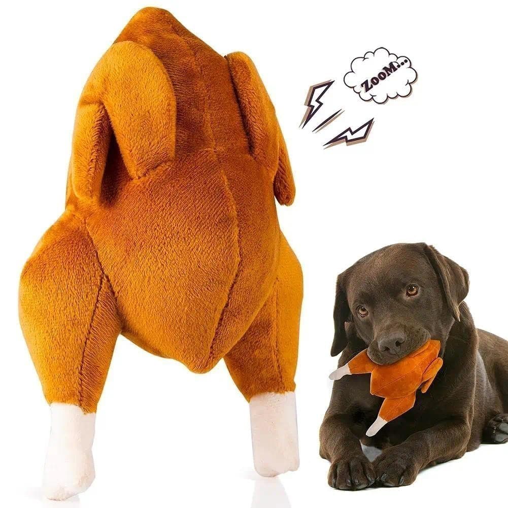 Brinquedo de Pelúcia para Cães em Forma de Frango Assado, Brinquedo Squeaky Resistente a Mordidas, Brinquedo para Limpez