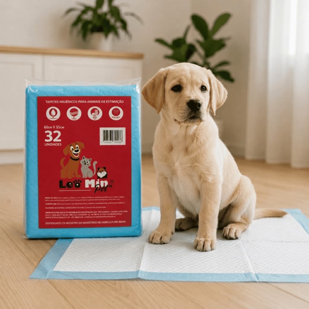 Tapete Higiênico Cães LeoMin Pet 60x55cm 32un para Cães e Gatos