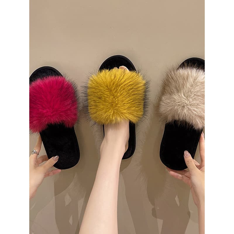 Comércio exterior nova cor chinelos feminino grande pele moda chinelos de algodão outono inverno quente casa móveis chin