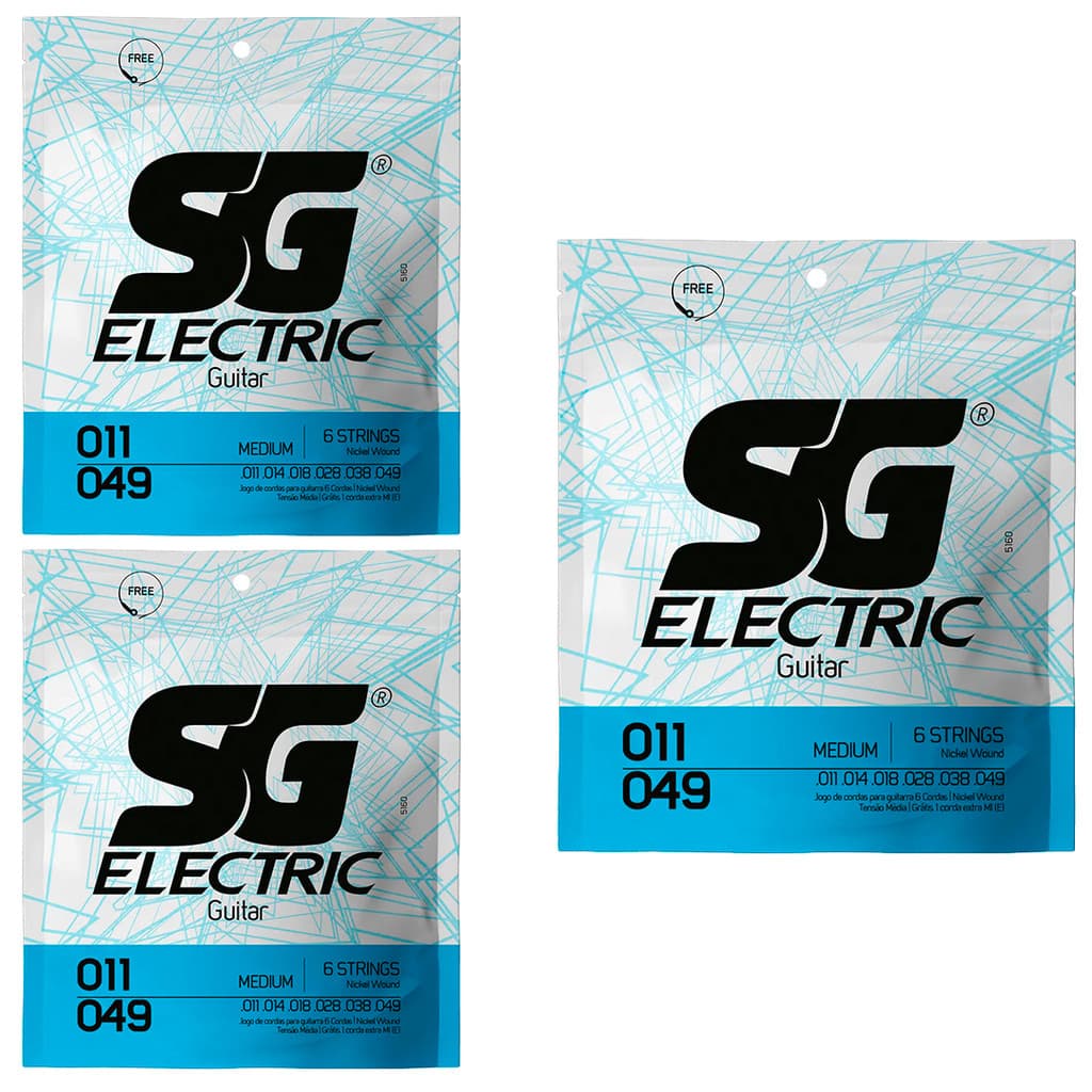 Kit 3 Encordoamento P/Guitarra 011 SG Média
