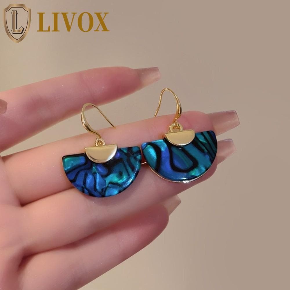 Brincos Em Forma De Leque LIVOX , De Estilo Chinês Com Manchas Coloridas Geométricos Exagerados