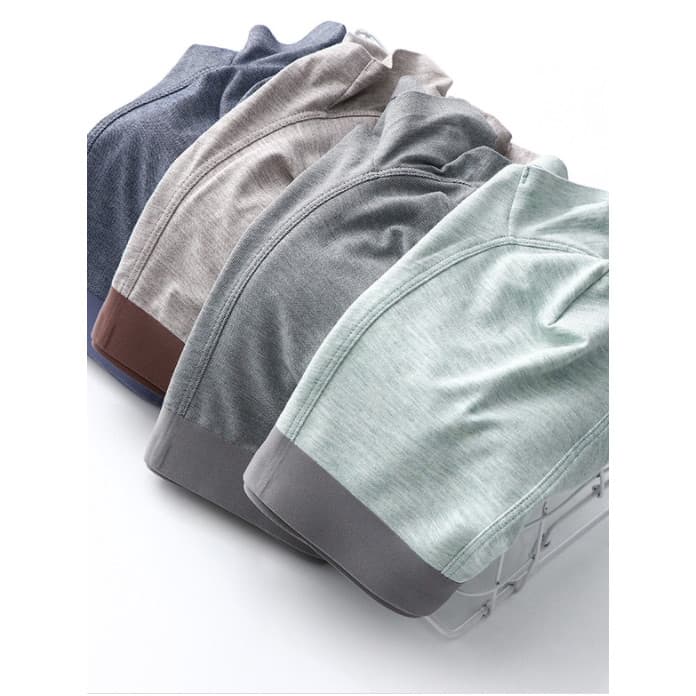 Cueca boxer masculina de fibra de bambu, cueca boxer respirável, simples, cor sólida, estilo fino, sem costura, 3D levan
