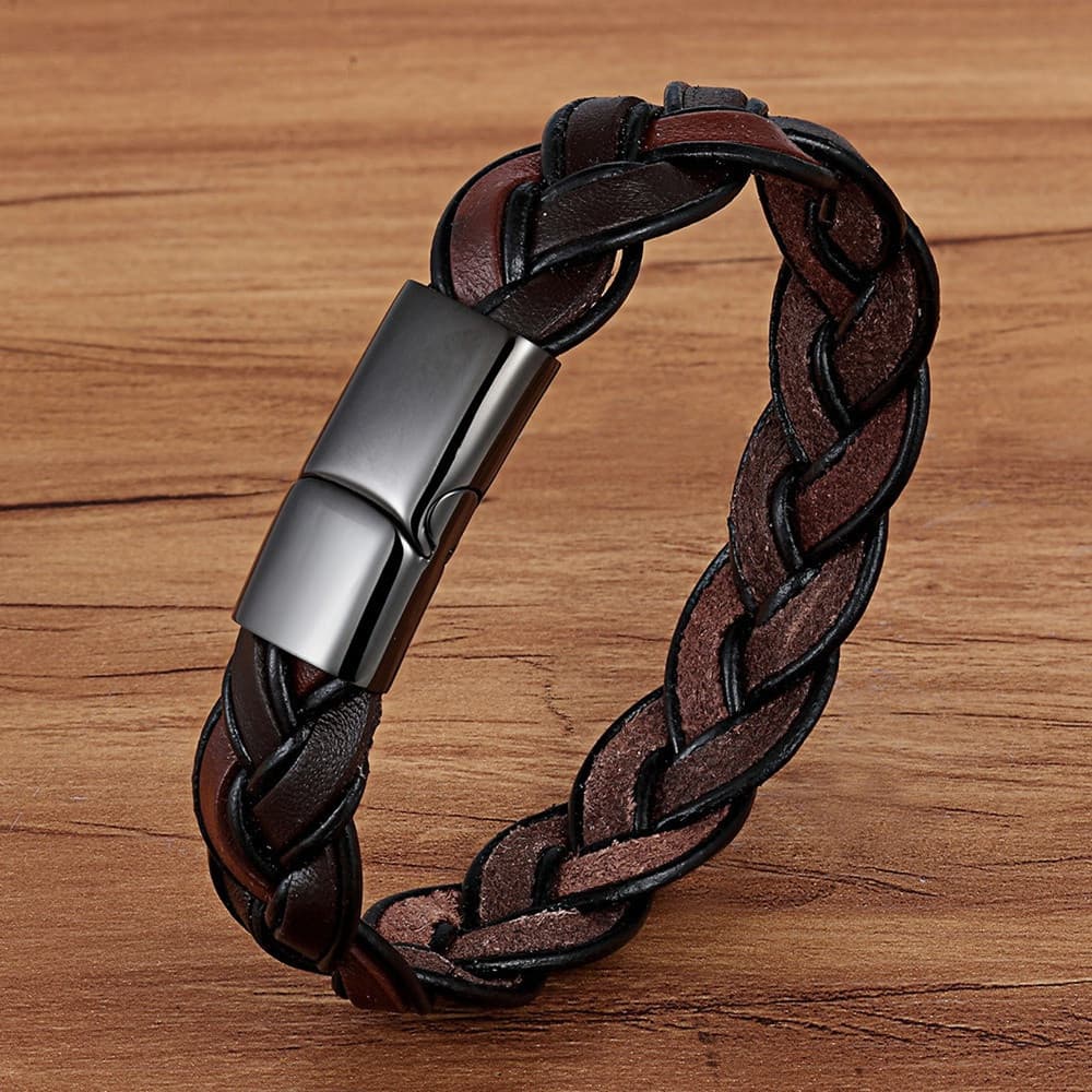 Moda Trançada Oca Pulseira Estilo Boêmio Cor Marrom De Couro Para Homens Presente De Festa De Aniversário