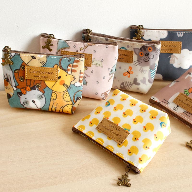 carteira masculina com ziper carteira masculina Bolsa de moedas de tecido Oxford importada da Coreia do gato fofo