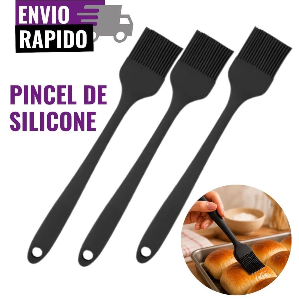 Jogo Pincel de Silicone | 3 Unidades Culinário Churrasco Bolos Pães e Air Fryer Resistente ao Calor