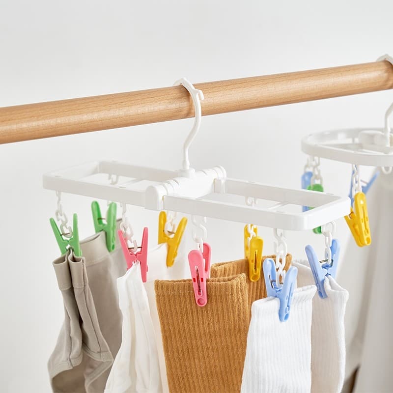 Estilo japonês crianças meias de secagem infantil tamanho pequeno rack secagem meias dobráveis roupa interior clipe seca