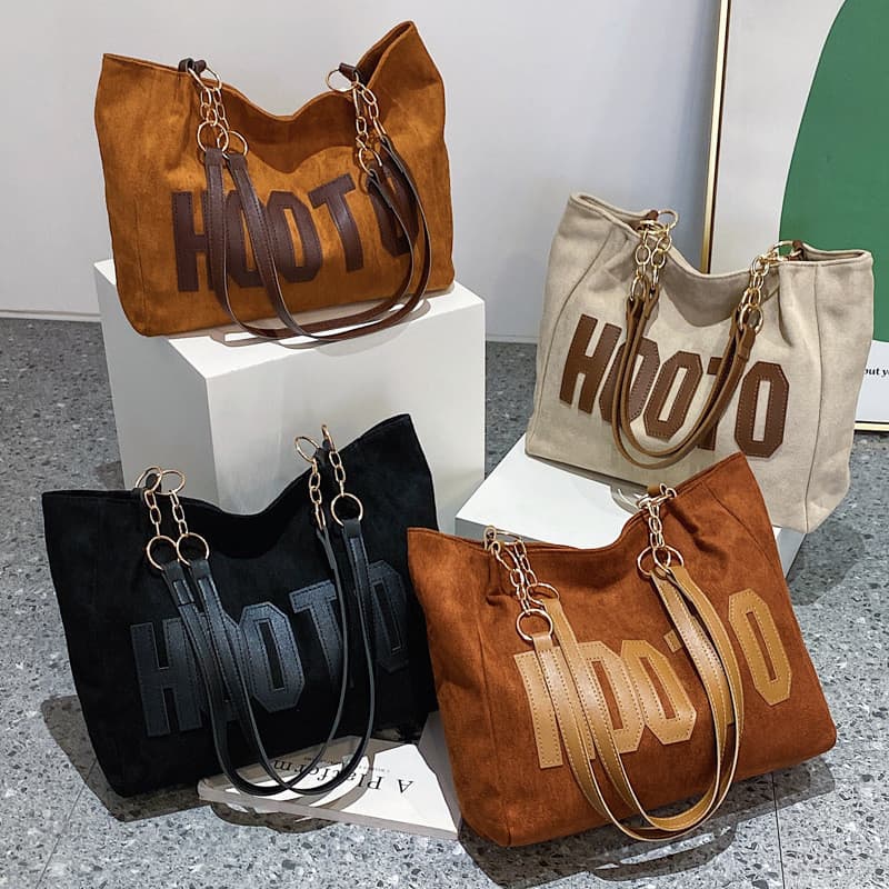 Casual grande capacidade lona sacola feminina 2024 novo estilo moda passeio portátil saco de compras Commuter bolsa de o