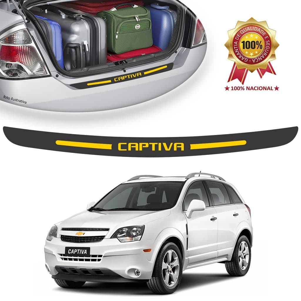 Soleira de Porta Malas Adesivo Protetor Gm Chevrolet Captiva Universal Carro personalizado