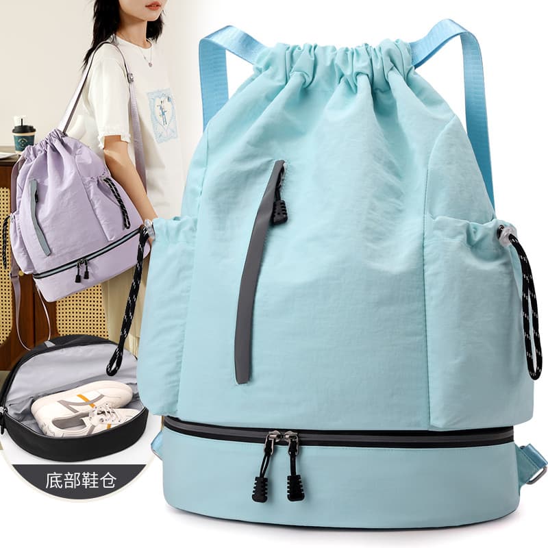 Mochila de bolso com cordão, bolsa de viagem leve para mulheres, grande capacidade, esportes, academia, basquete, treina