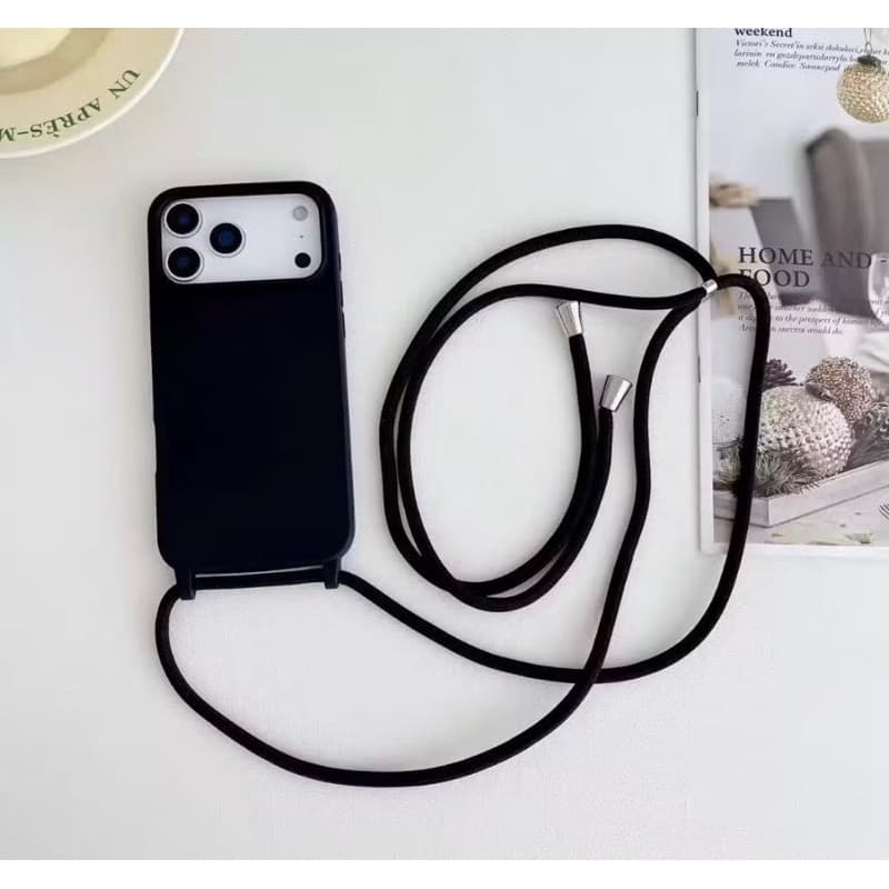 Capinha Case Com Alça preta Para Todos Modelos linha 11/12/13/14/15/16/17 pro Max