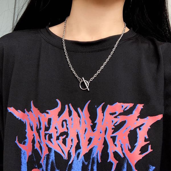 | colar prata | 【bijuterias femininas】 ☝Simples All-Match OT fivela Punk estilo legal único europeu americano Hip-Hop ru