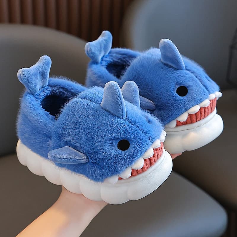 tênis infantil Pantufa tubarão De Desenho Animado infantil De Inverno Quente Meninos Meninas Antiderrapante Confortável