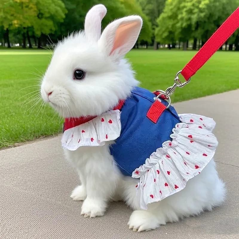 Coelho roupas de coelho saia jeans fofa de orelhas caídas vestido de princesa coelho andando corda de tração Midg