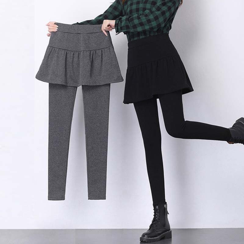 Outono inverno forro de lã engrossado falso de duas peças pisando Leggings saia feminina 2020 novo estilo moda cintura a