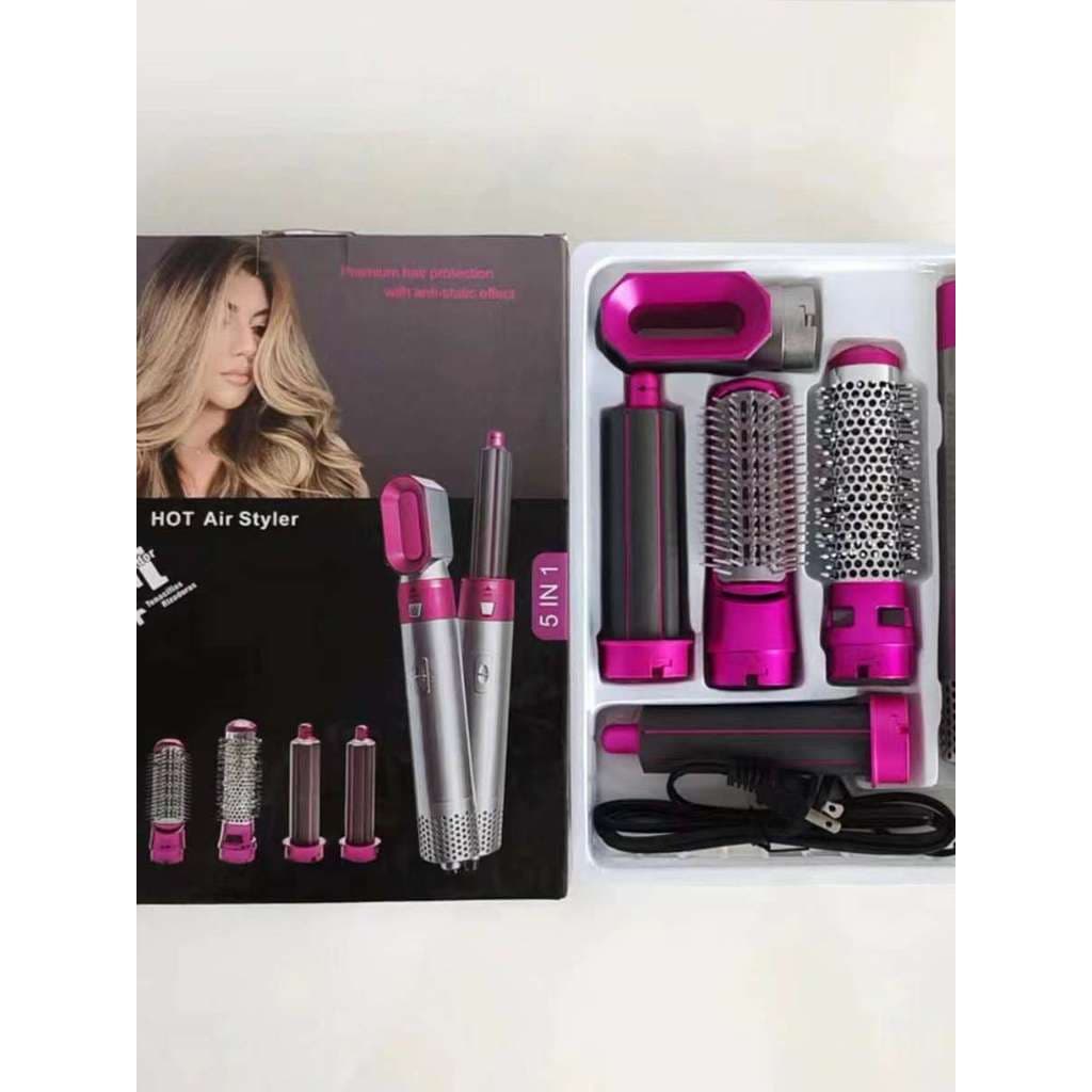 Novo estilo cinco-em-um pente de secagem de cabelo quente automático Perm ondulação elétrica alisamento placa absorção d