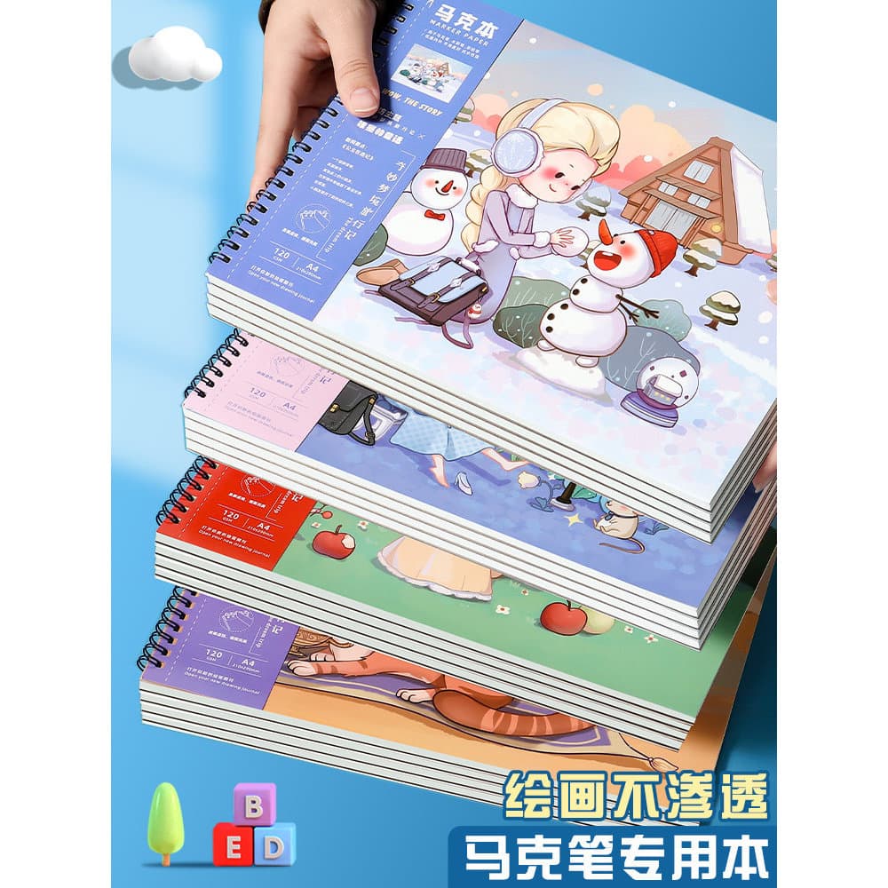 Marcador livro de pintura dedicado crianças engrossado Anime marcador papel A4 imagem dos desenhos animados arte estudan
