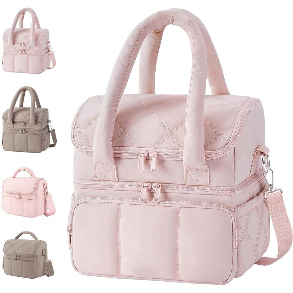 Bolsa Térmica para Almoço para Mulheres, Caixa de Almoço com Duplo Compartimento à Prova de Vazamentos, com Alça de Ombr