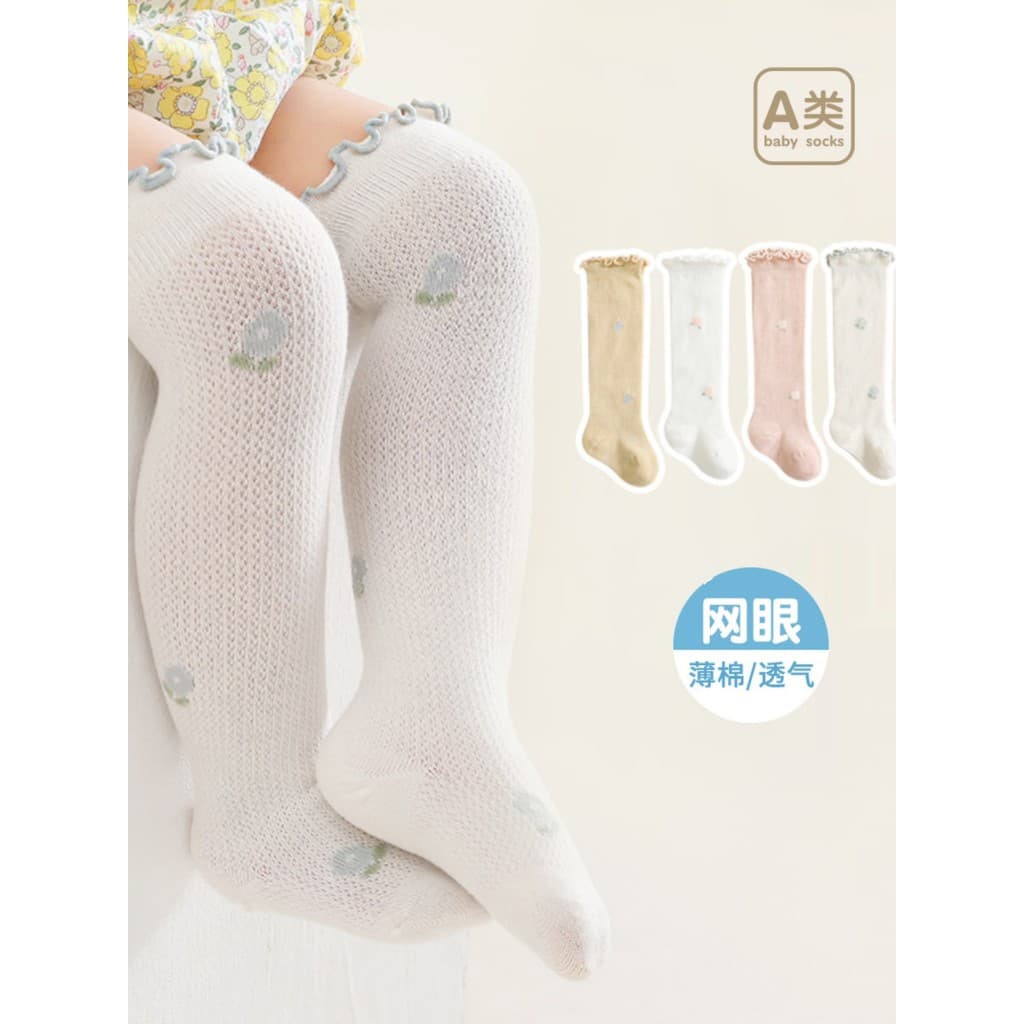 Verão novo estilo meias de bebê malha estilo fino recém-nascido uma classe bebê Mosquito meias acima do joelho meias de