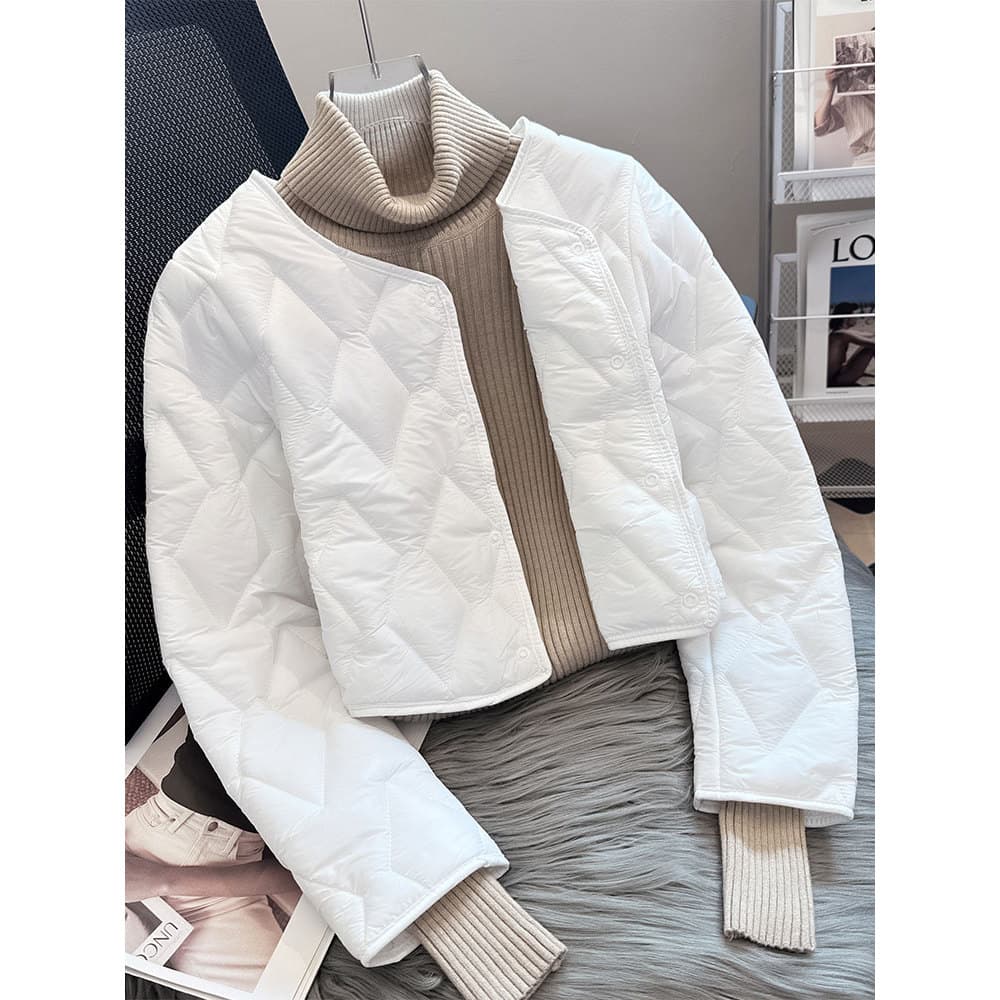 Outono inverno novo estilo leve para baixo acolchoado jaqueta feminina fundo curto forro quente manga longa All-Match qu
