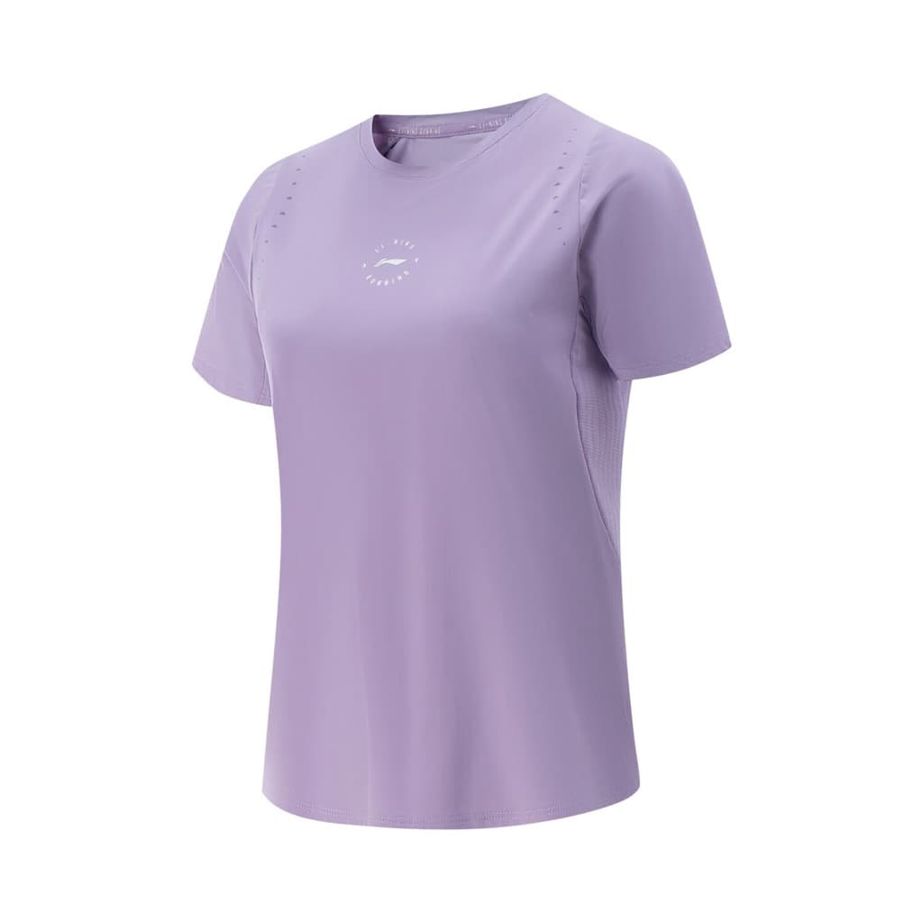 Li Ning esportes respirável camiseta de manga curta feminina 2025 verão correndo série reflexivo respirável meia manga A