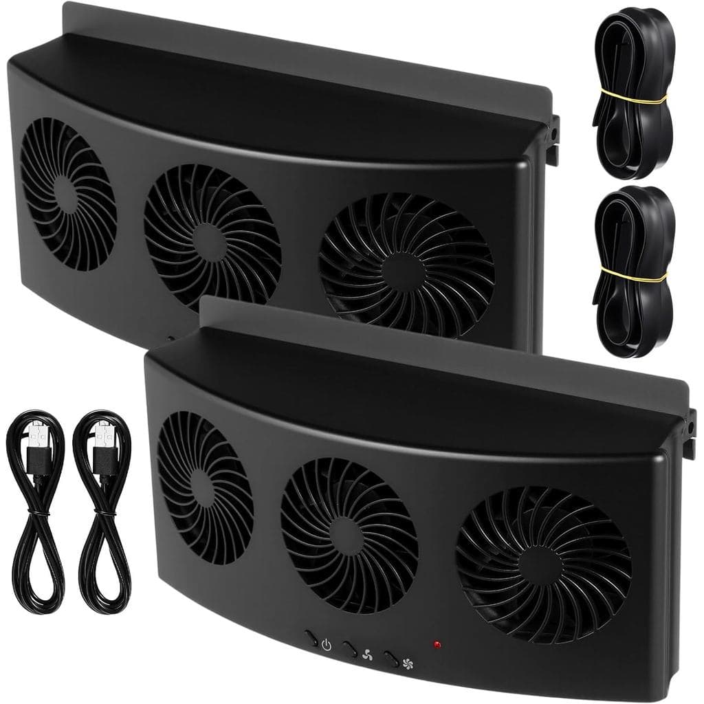Tujoe Pacote com 2 Cabos USB, Ventilador de Exaustão para Carro com 3 Ventiladores USB, Ventilador de Arrefecimento para