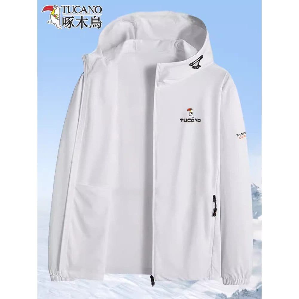 Woodpecker gelo seda protetor solar roupas dos homens verão jaqueta fina pesca ao ar livre protetor solar roupas soltas