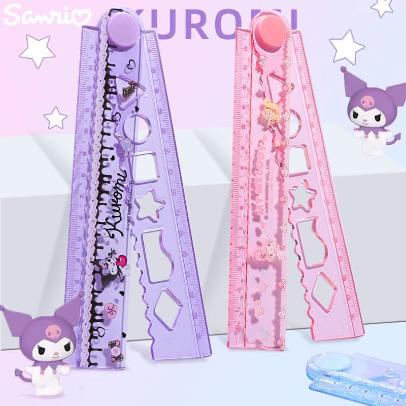 Yuemu alta aparência Kuromi 30cm régua dobrável melodia estudantes da escola primária régua dobrável régua bonito 15