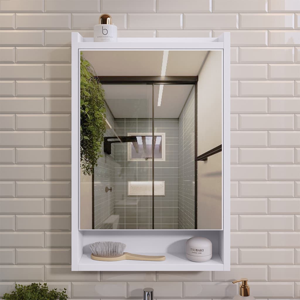 Espelheira Suspensa De Parede Para Banheiro Lavabo Organizador Nicho