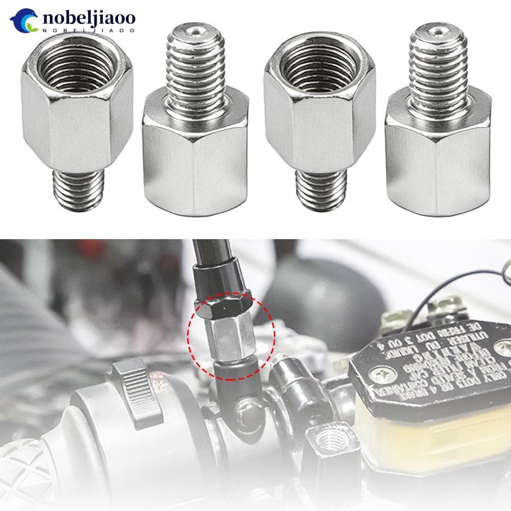 NOBELJIAOO M10 M8 10MM 8MM Adaptador De Espelho Prateado Para Motocicleta Adaptadores De Espelhos Retrovisores Parafusos