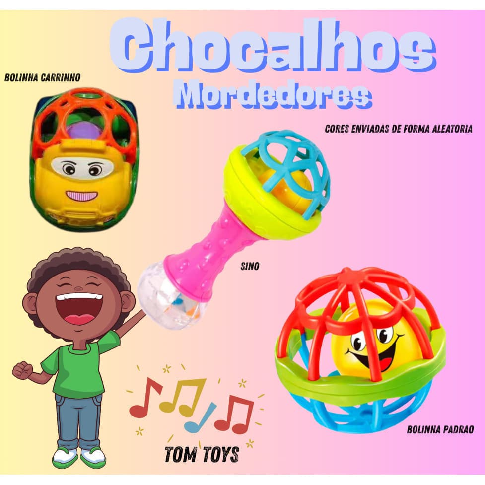 Brinquedo Bebê Chocalhos de silicone  Mordedor Infantil sino bolinha Infantil