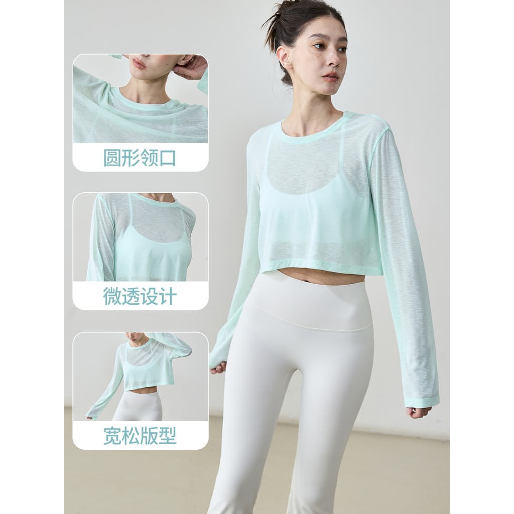 Maternidade roupas de Yoga blusa recortada topo tamanho grande manga comprida exterior Wear esportes roupas de Fitness r