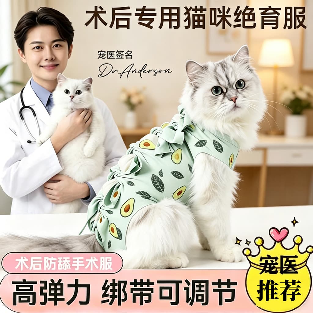 Roupas de esterilização para gatos Roupas cirúrgicas para gatos femininos Roupas respiráveis Anti-lamber Roupas para des