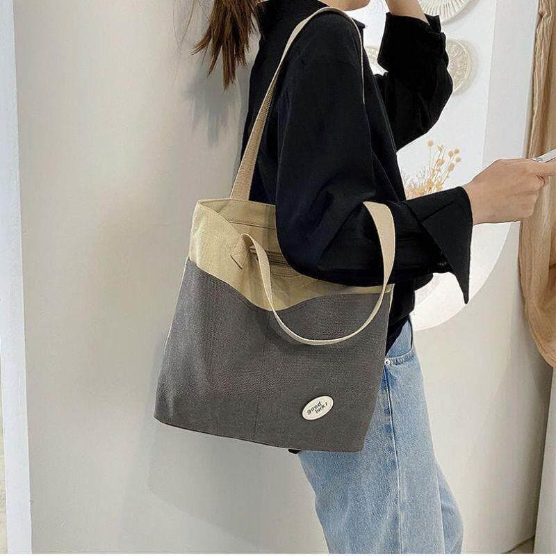 Bolsa de lona feminina sacola 2022 estudantes universitários classe saco de pano grande capacidade saco com zíper para f