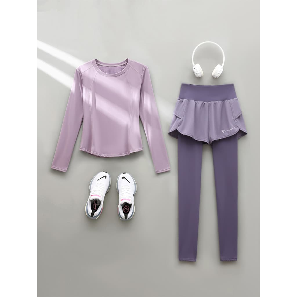 Bolso traseiro correndo terno esportivo feminino 2026 novo estilo roupas de Yoga ao ar livre manhã correndo ginásio de m