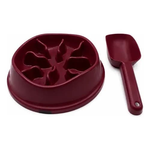 Comedouro Lento Pet 350ml Anti Ansiedade Com Pazinha N/a Vinho