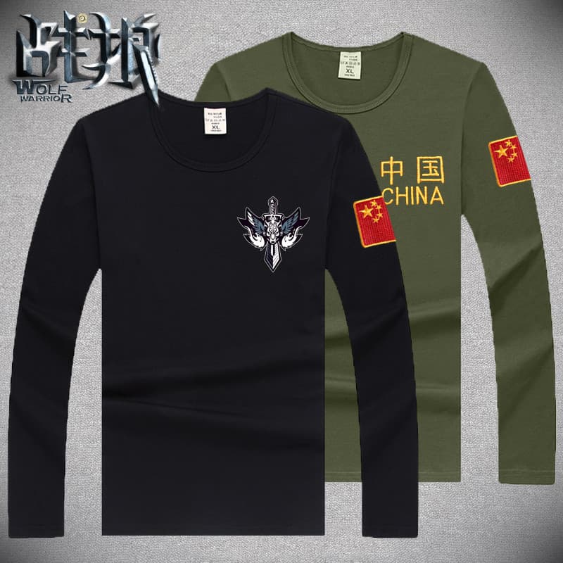 Treinamento das forças especiais masculinas de manga comprida camisa de fundo camuflagem fã militar algodão puro com cam
