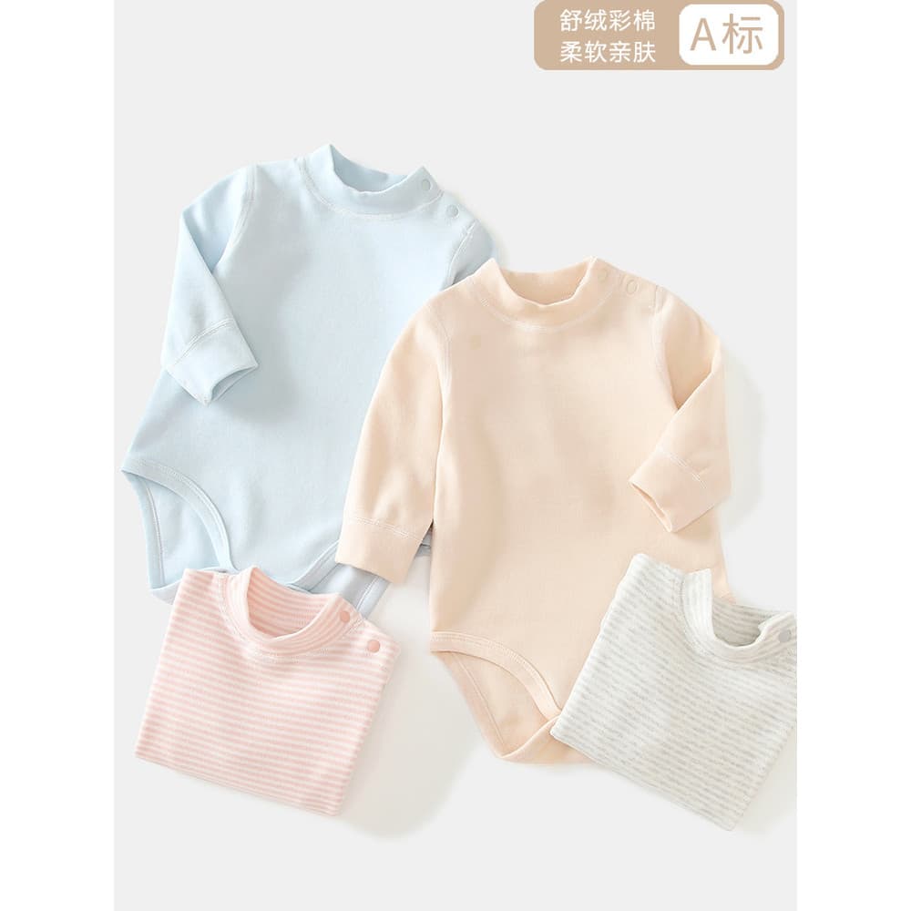 Bebê macacão outono inverno roupas do bebê meia gola alta roupa interior térmica Close-fitting roupa interior grosso tri