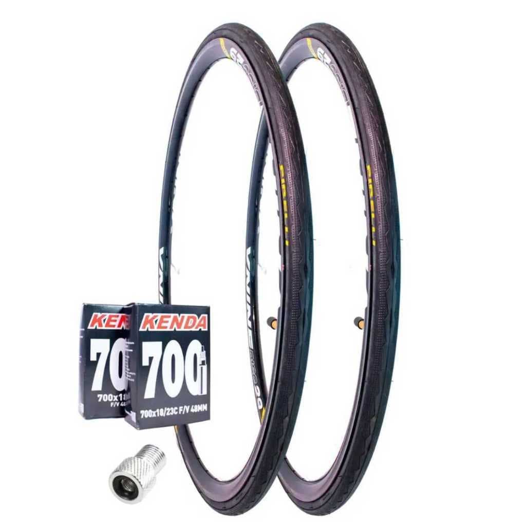 Par Pneu 700 x 23 Pirelli Tornado Alfa + 2 Câmara + Adapt Presta
