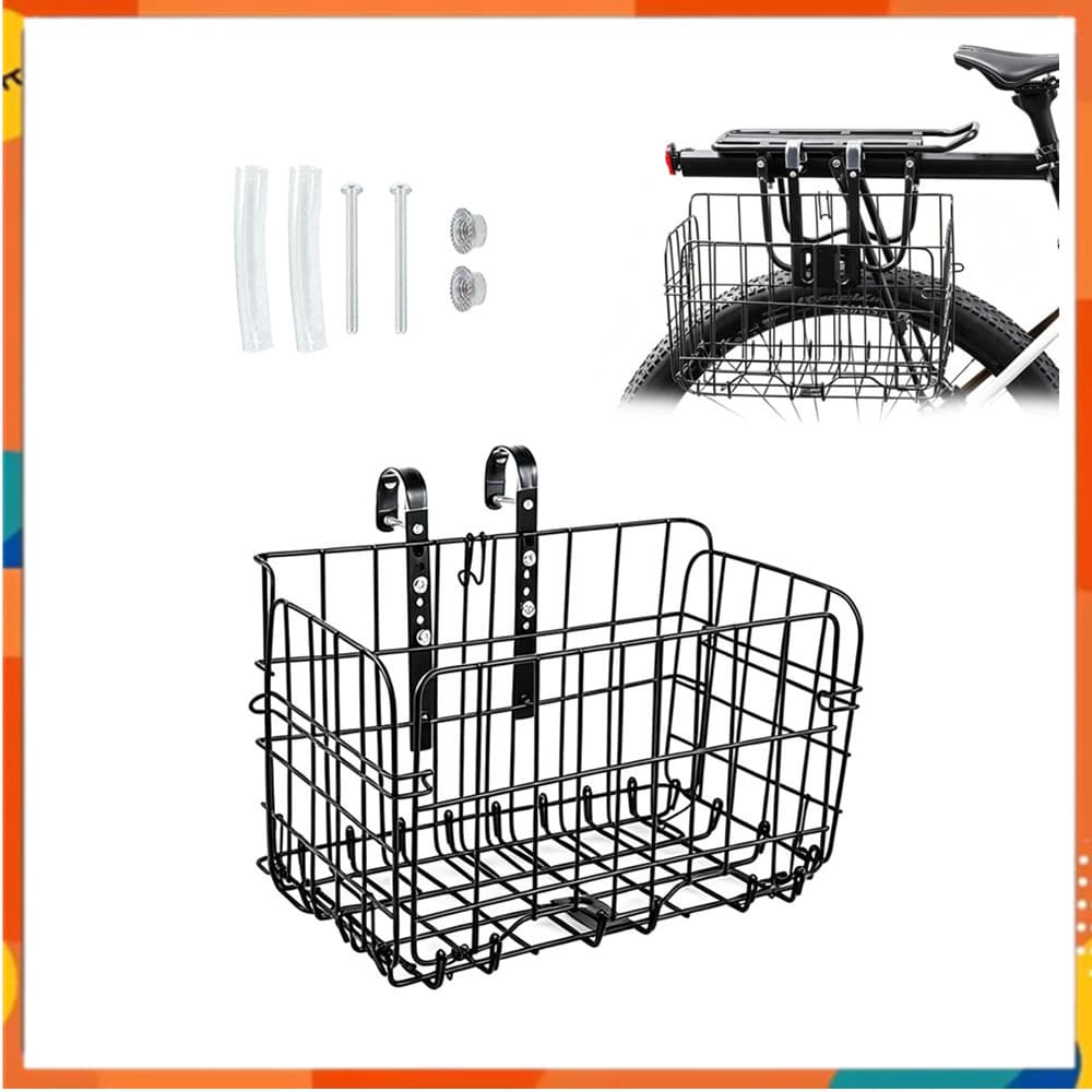 Cesta de bicicleta dobrável, Rack de carga de fio de aço inoxidável Anti-, para guidão de bicicleta e Racks traseiros
