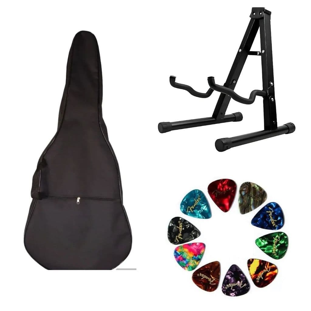 Kit Suporte Violão Endurance Dobrável + Capa+ 10 Palhetas