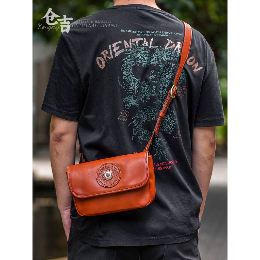 Compra obrigatória Bolsa mensageiro Jiugong!Cangyo bolsa de couro artesanal Casual bolsa All-Match masculina feminina bo