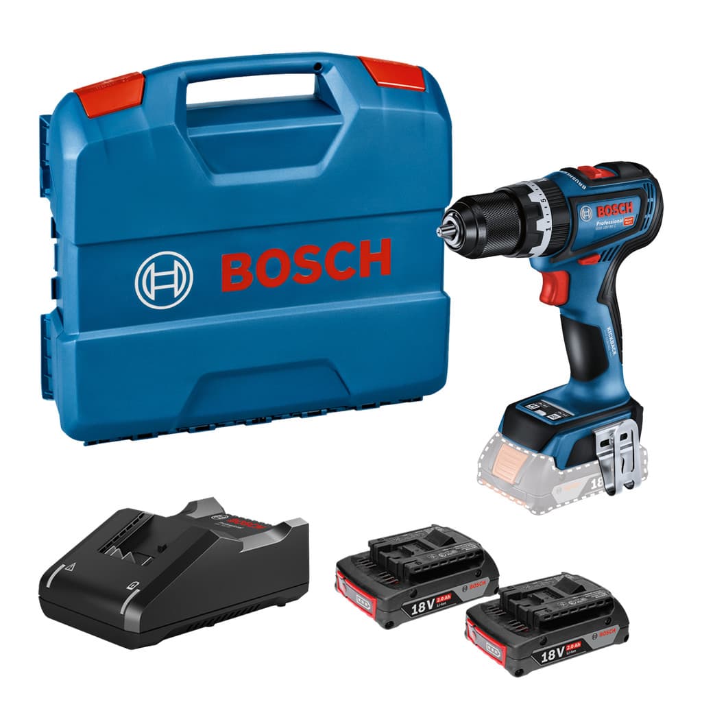 Parafusadeira e Furadeira de Impacto 1/2" GSB 18V-90C + 2 Baterias 18V 2Ah + Carregador Bivolt + Maleta Plástica Bosch