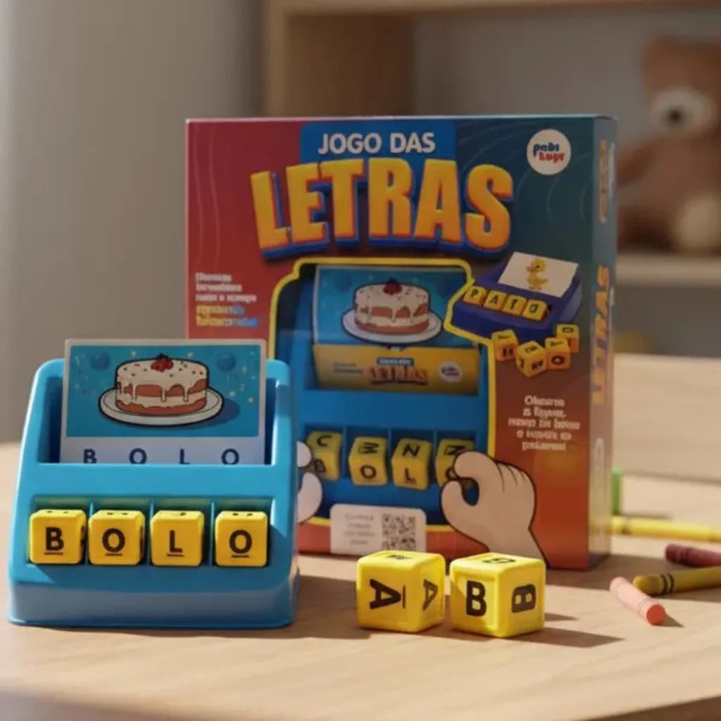 Jogo Educativo de Letras Pakitoys Infantil para Alfabetização Palavras 48 Peças