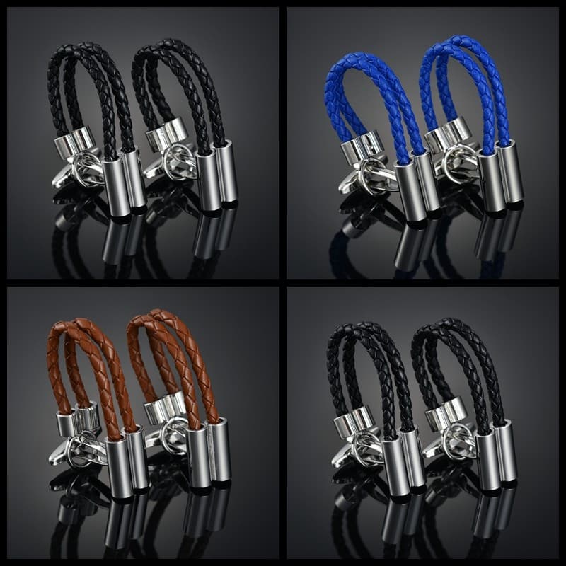 Abotoaduras francesas de alta qualidade, abotoaduras masculinas, corda de couro, 3 cores disponíveis