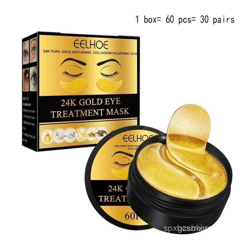 Máscara Hidratante para Olhos com Ouro 24k, 60 peças/conjunto, Patches para Olhos Firmadores e Lifting, Adesivos Hidrata