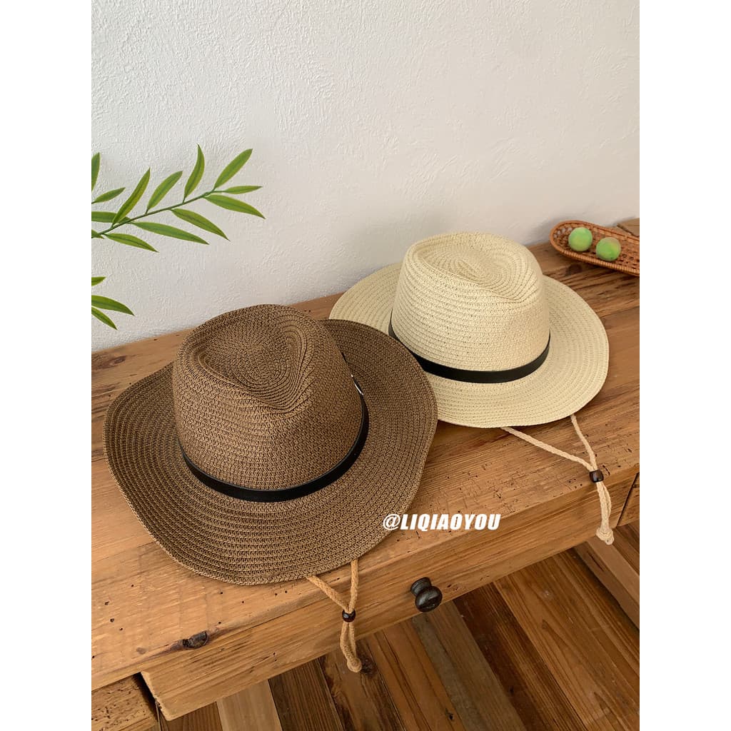 Li Qiaoyou Retro Panamá Jazz Chapéu de Palha Feminino Verão Viagem ao Ar Livre Aba Grande Chapéu de Sol de Rosto Pequeno