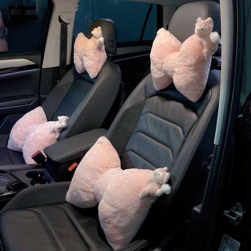 Encosto de cabeça do carro travesseiro lombar bonito influenciador criativo Interior assento travesseiro pescoço inverno