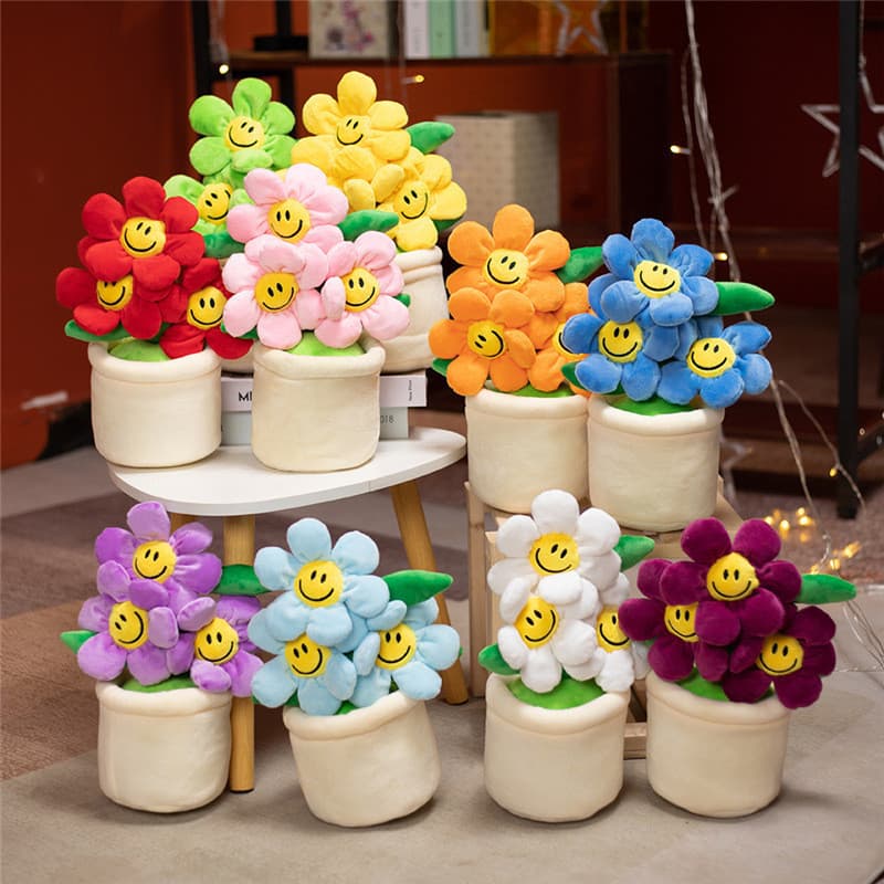 Diversão planta vaso boneca girassol brinquedo de pelúcia simulação pequena flor decoração escritório em casa DTDR