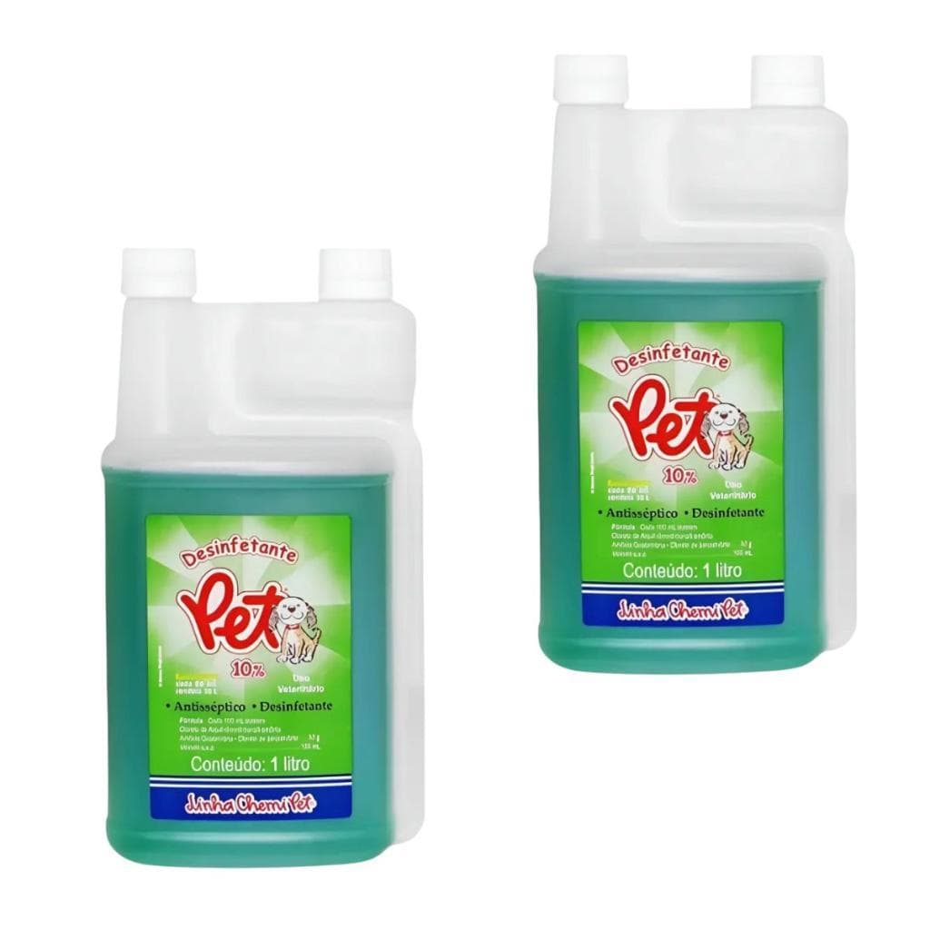 2 Desinfetante Pet 10% Chemitec 1L  Ideal Para Locais de Pet