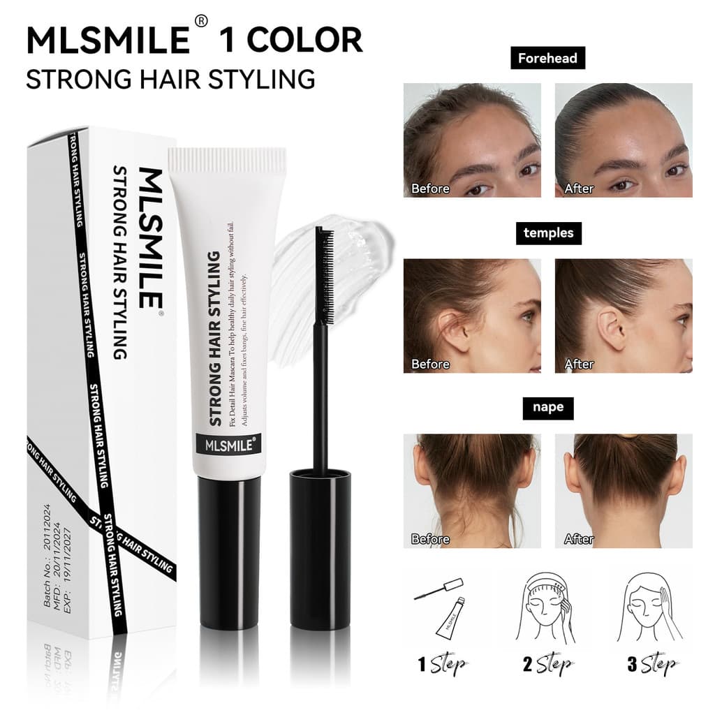 MLSMILE15ml Cabelo Quebrado Arrumando Creme Cabelo Crespo Fofo Estilo Gel Pente de Cabelo Quebrado B4GQ
